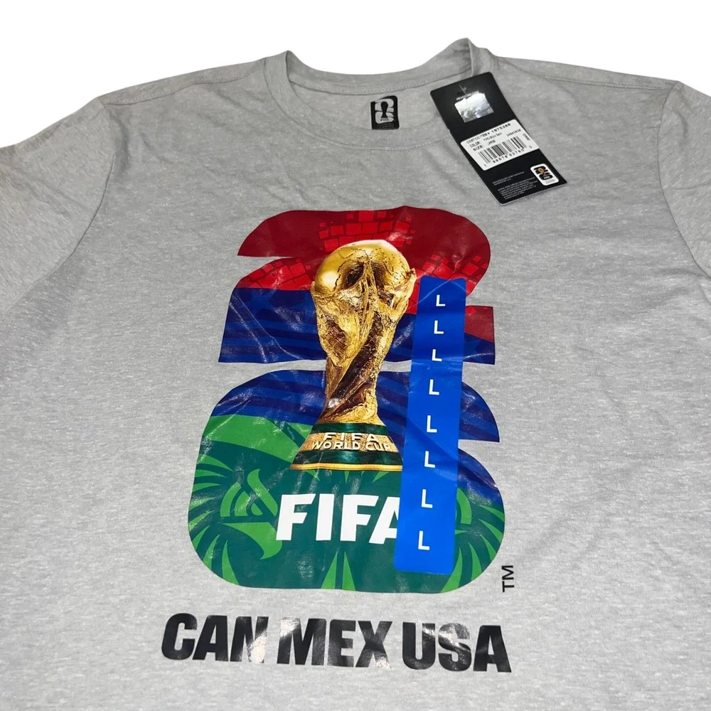 FIFA World Cup 2026 T-Shirt Mens Large Gray CAN MEX USA Soccer Graphic Tee NWT - Picture 2 of 5